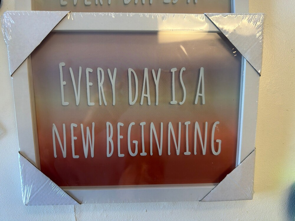Framed Wall Art Set of 2 New Beginning White Frame Orange Gradient Background